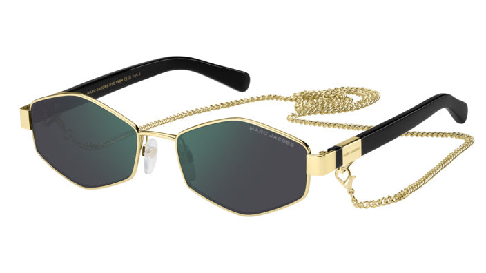 Marc Jacobs MARC 496/S PEF-MT Or vert - vue trois-quarts principale, avec chaîne