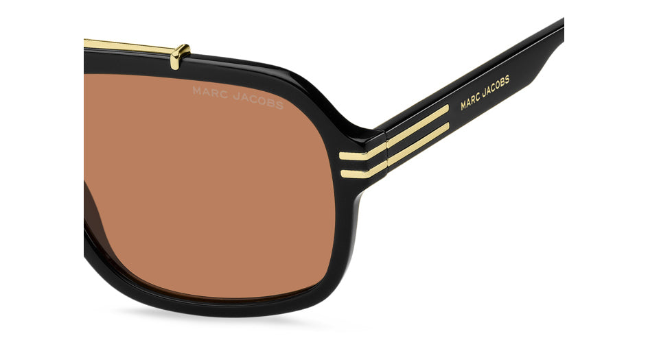 Marc Jacobs MARC 840/S 8LZ-W7 Noir orange - vue latérale rapprochée, détail de branche