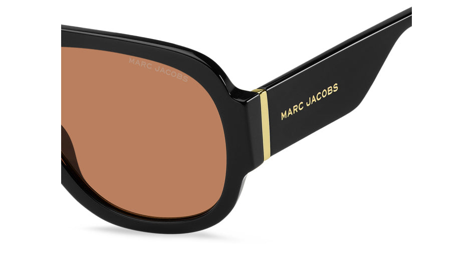 Marc Jacobs MARC 843/S 8LZ-W7 Noir orange - vue latérale rapprochée, détail de branche