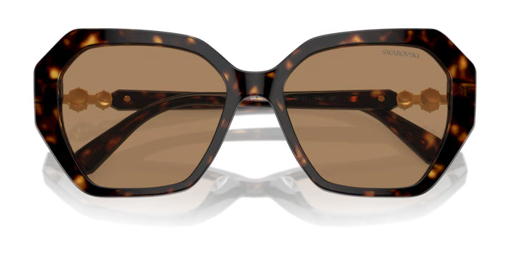 Lunettes de soleil Swarovski SK6017 1002M4 Havane foncé - vue de face, branches repliées