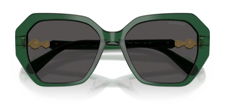 Lunettes de soleil Swarovski SK6017 104587 Vert transparent - vue de face, branches repliées