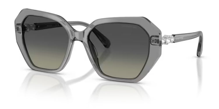 Lunettes de soleil Swarovski SK6017 106211 Gris transparent - vue trois-quarts