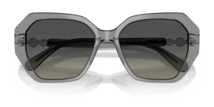 Lunettes de soleil Swarovski SK6017 106211 Gris transparent - vue de face, branches repliées
