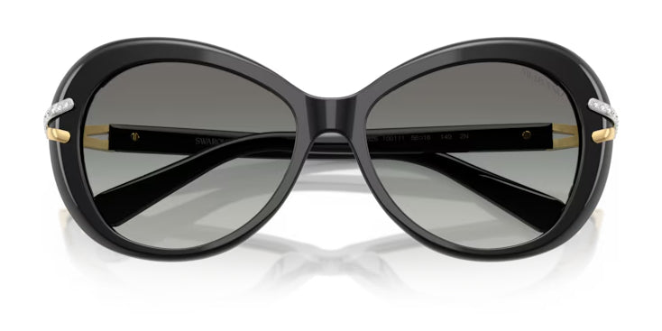 Lunettes de soleil Swarovski SK6026 100111 Noir - vue de face, branches repliées