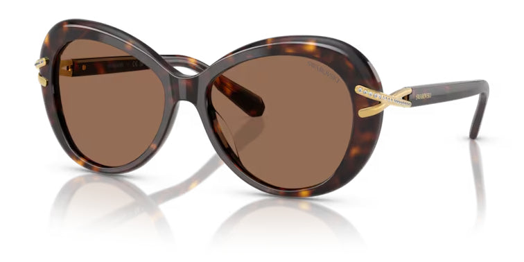 Lunettes de soleil Swarovski SK6026 100273 Havane - vue trois-quarts