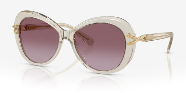Lunettes de soleil Swarovski SK6026 30038H Beige transparent - vue trois-quarts