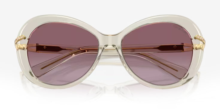 Lunettes de soleil Swarovski SK6026 30038H Beige transparent - vue de face, branches repliées