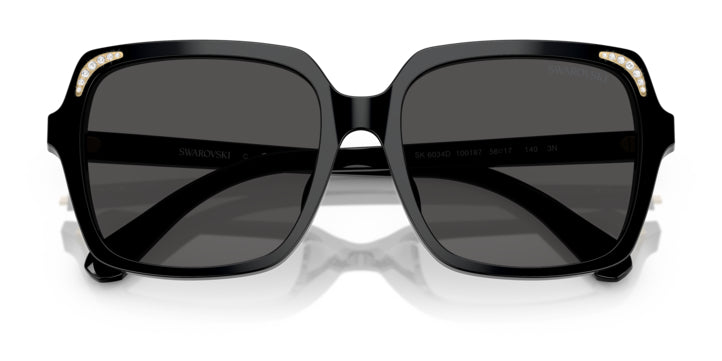 Lunettes de soleil Swarovski SK6034D 100187 Noir - vue de face, branches repliées