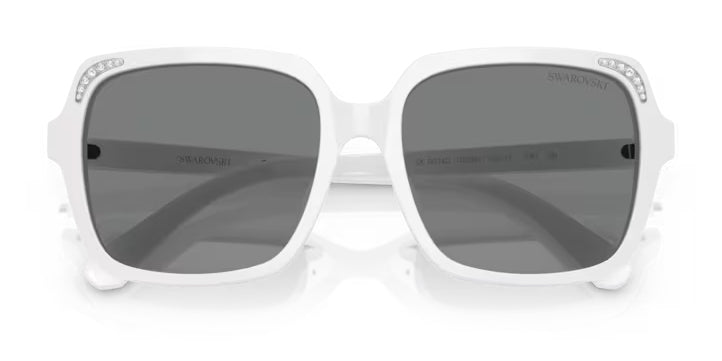 Lunettes de soleil Swarovski SK6034D 105087 Blanc - vue de face, branches repliées