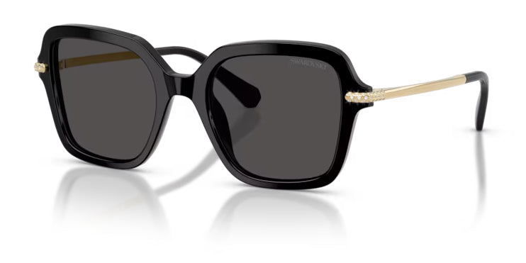 Lunettes de soleil Swarovski SK6040 100187 noires - vue trois-quarts