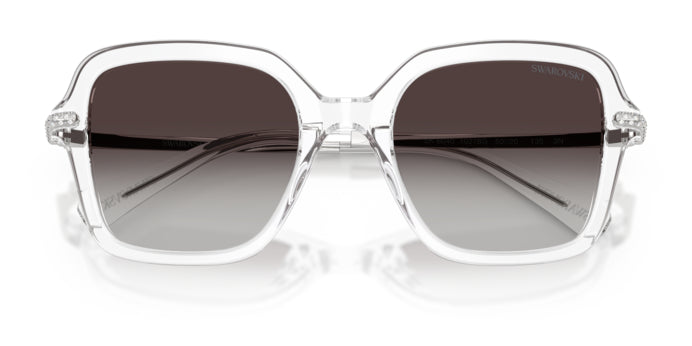 Lunettes de soleil Swarovski SK6040 10278G Transparent - vue de face, branches repliées