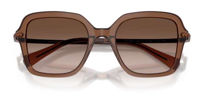 Lunettes de soleil Swarovski SK6040 106713 Marron transparent - vue de face, branches repliées