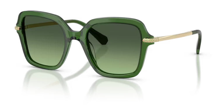 Lunettes de soleil Swarovski SK6040 10812A Vert foncé transparent - vue trois-quarts