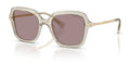 Lunettes de soleil Swarovski SK6040 3003LA Beige transparent - vue trois-quarts