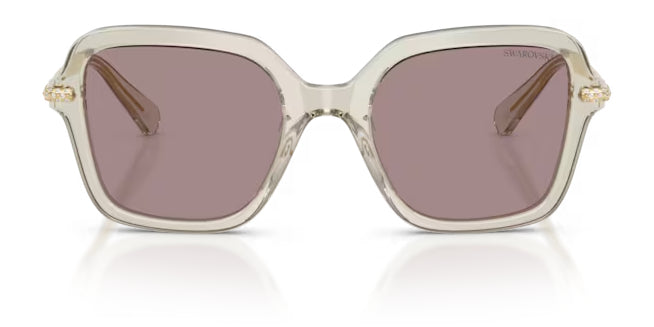 Lunettes de soleil Swarovski SK6040 3003LA Beige transparent - vue de face