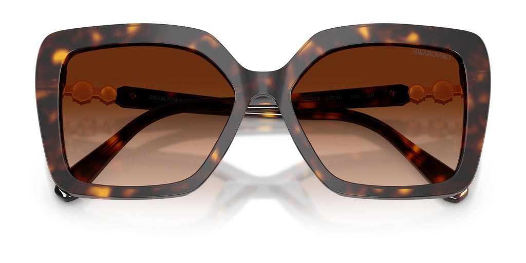 Lunettes de soleil Swarovski SK6049 100274 Havane - vue de face, branches repliées