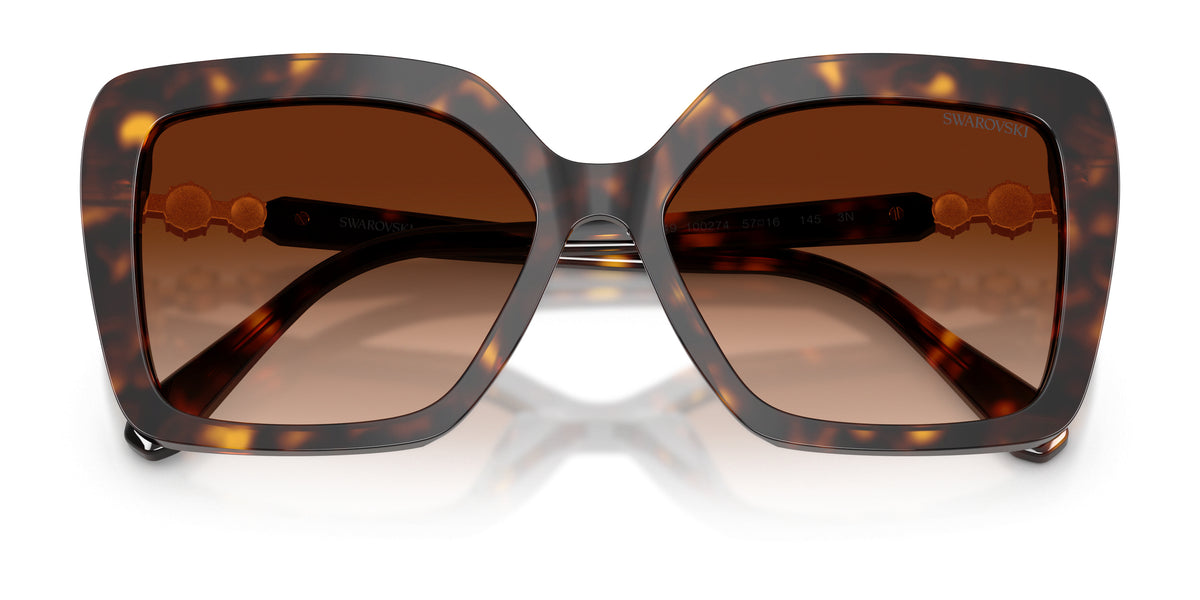 Lunettes de soleil Swarovski SK6049 100274 Havane - vue de face, branches repliées