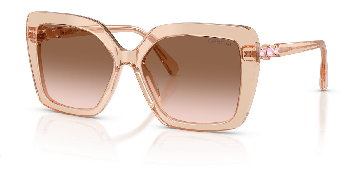 Lunettes de soleil Swarovski SK6049 106313 Beige transparent - vue trois-quarts