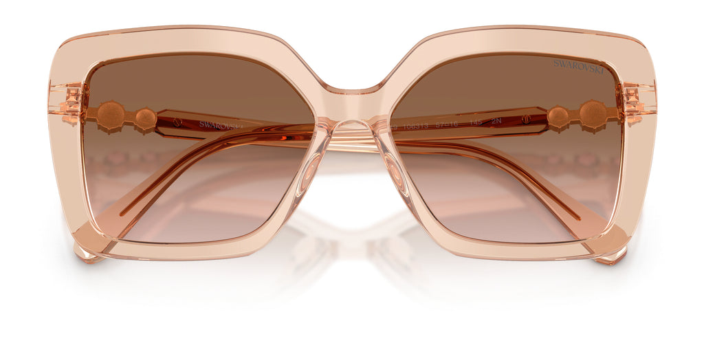 Lunettes de soleil Swarovski SK6049 106313 Beige transparent - vue de face, branches repliées