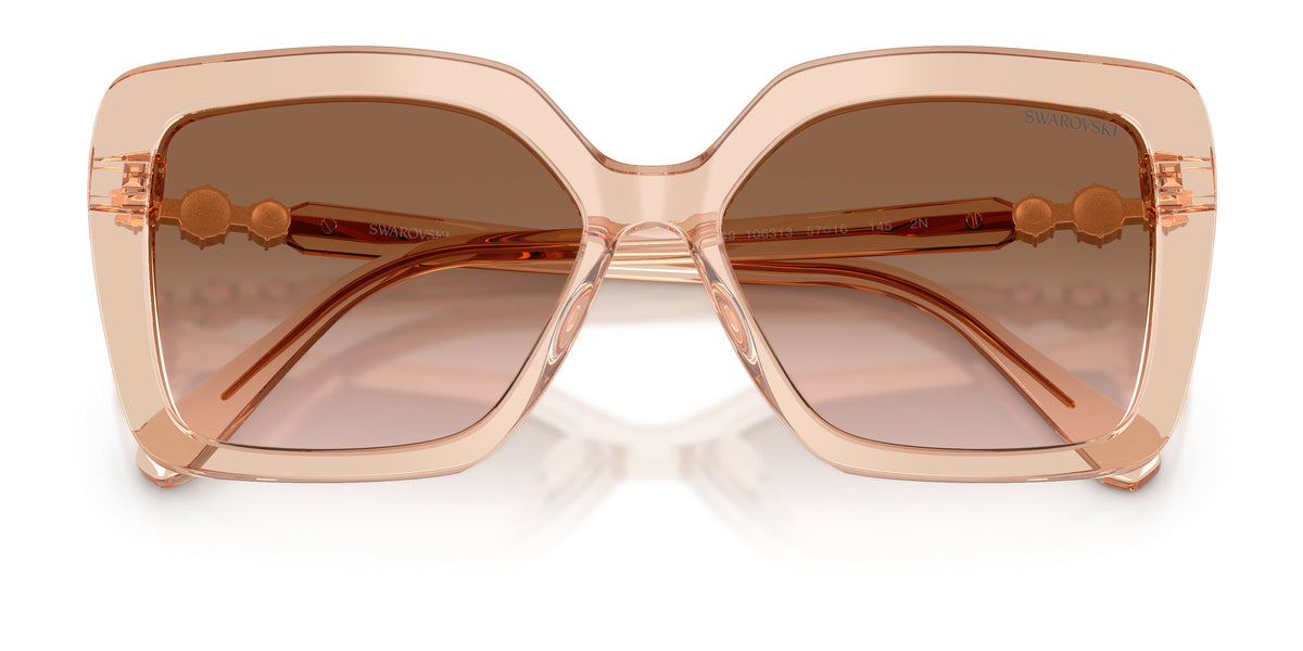 Lunettes de soleil Swarovski SK6049 106313 Beige transparent - vue de face, branches repliées