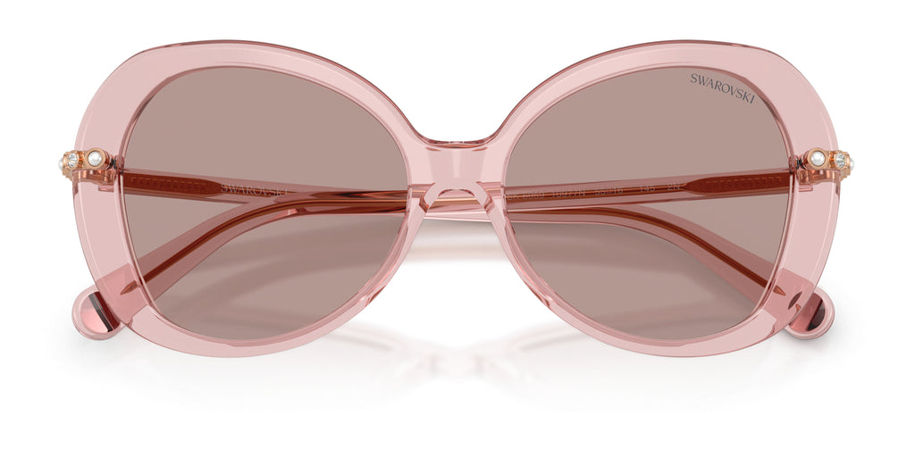 Lunettes de soleil Swarovski SK6059 1070P5 Rose transparent - vue de face, branches repliées