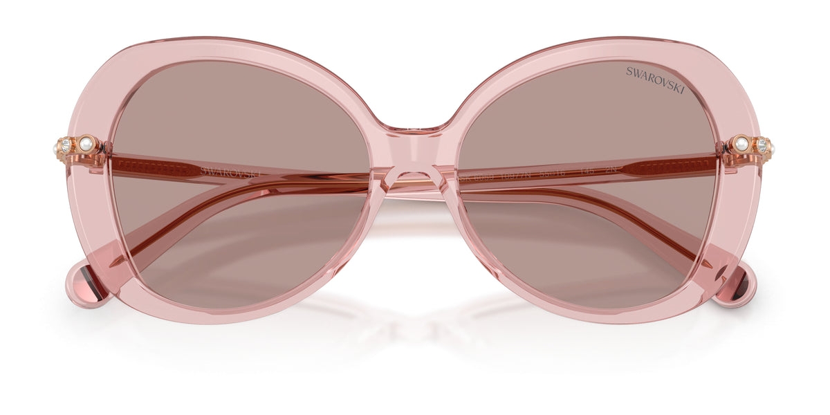 Lunettes de soleil Swarovski SK6059 1070P5 Rose transparent - vue de face, branches repliées