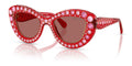Lunettes de soleil Swarovski SK6060 110369 Rouge transparent - vue trois-quarts