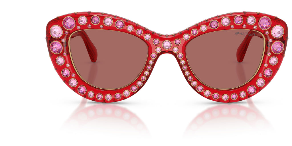 Lunettes de soleil Swarovski SK6060 110369 Rouge transparent - vue de face