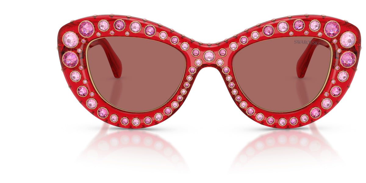 Lunettes de soleil Swarovski SK6060 110369 Rouge transparent - vue de face