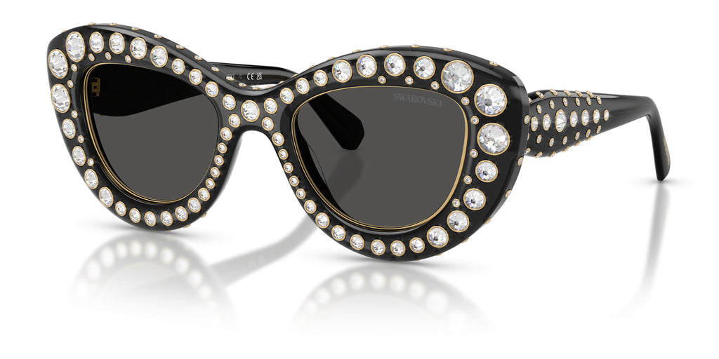 Lunettes de soleil Swarovski SK6060 110487 Gris foncé transparent - vue trois-quarts