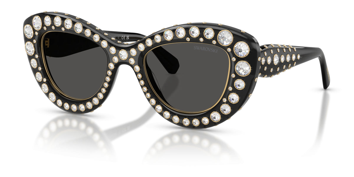 Lunettes de soleil Swarovski SK6060 110487 Gris foncé transparent - vue trois-quarts