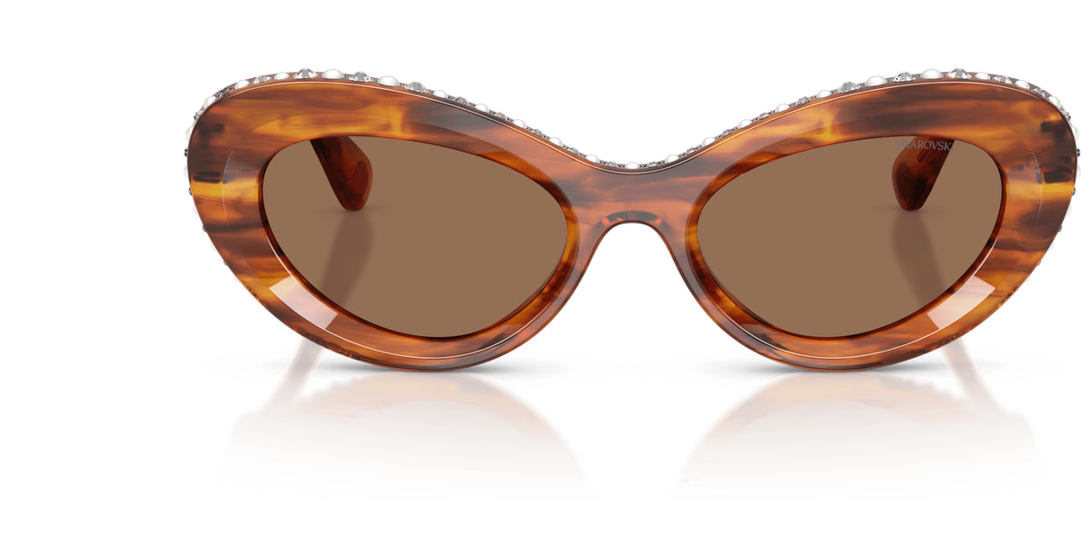 Lunettes de soleil Swarovski SK6061U 109173 Havane rayé - vue de face