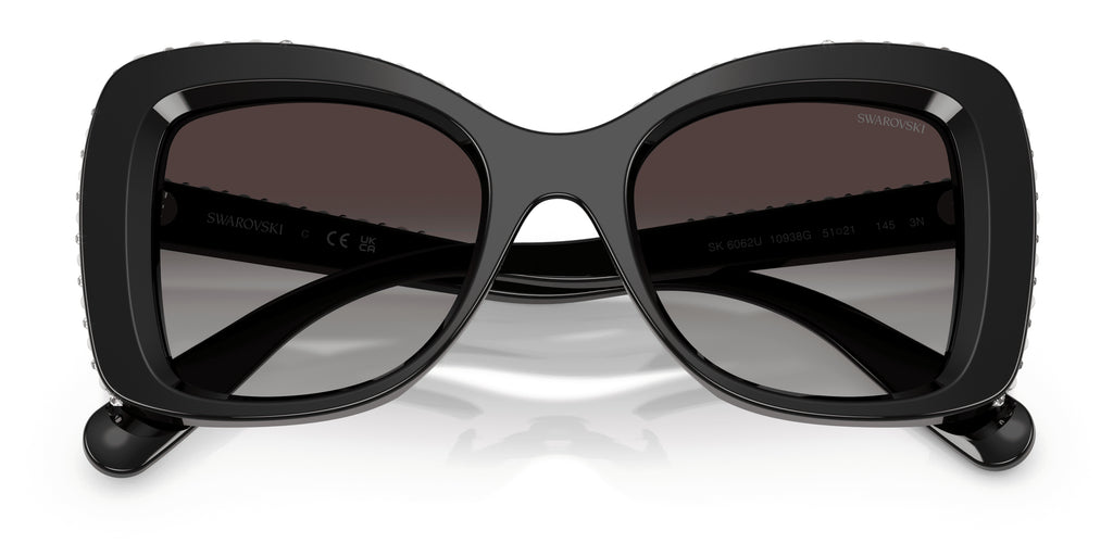 Lunettes de soleil Swarovski SK6062U 10938G Noir - vue de face, branches repliées