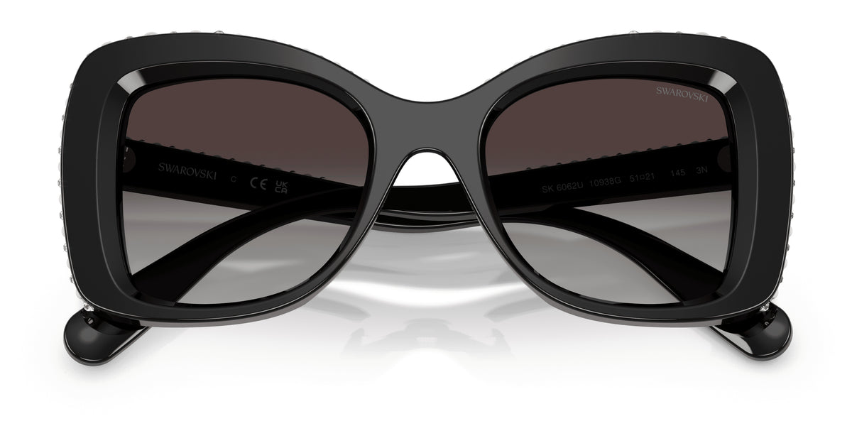Lunettes de soleil Swarovski SK6062U 10938G Noir - vue de face, branches repliées