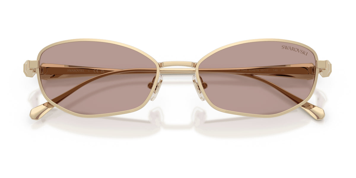 Lunettes de soleil Swarovski SK7042 40467N Or pâle - vue de face, branches repliées