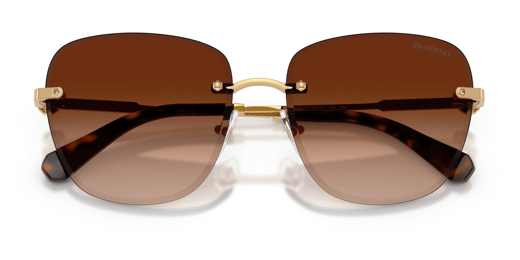 Lunettes de soleil Swarovski SK7043 403774 Or - vue de face, branches repliées