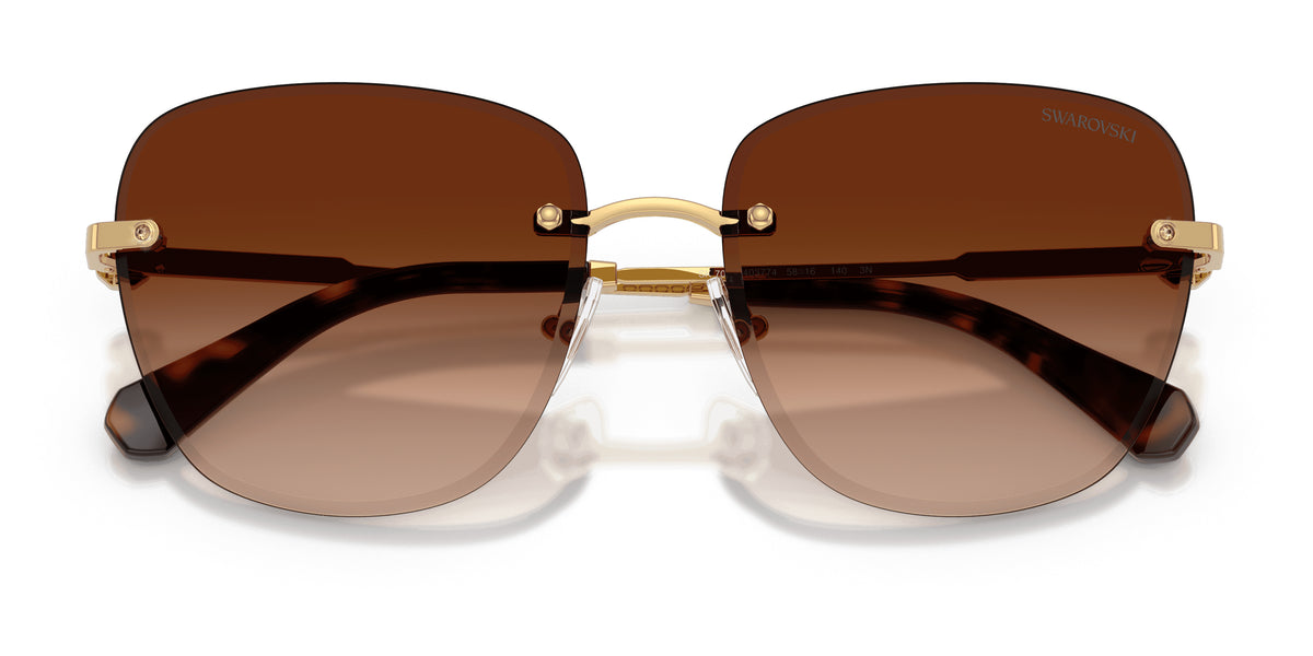 Lunettes de soleil Swarovski SK7043 403774 Or - vue de face, branches repliées