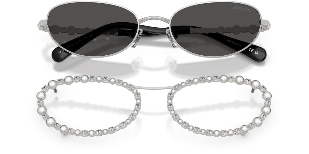 Lunettes de soleil Swarovski SK7044 400187 Argent - vue de face et éléments décoratifs