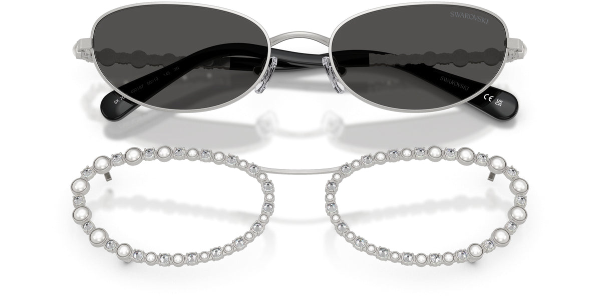 Lunettes de soleil Swarovski SK7044 400187 Argent - vue de face et éléments décoratifs