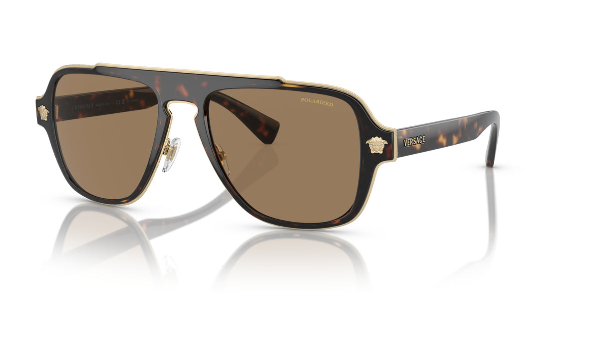 Lunettes de soleil Versace VE2199 1252LA – Havane – vue de trois quarts.