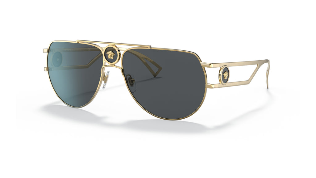 Lunettes de soleil Versace VE2225 100287 – Or – vue de trois quarts.