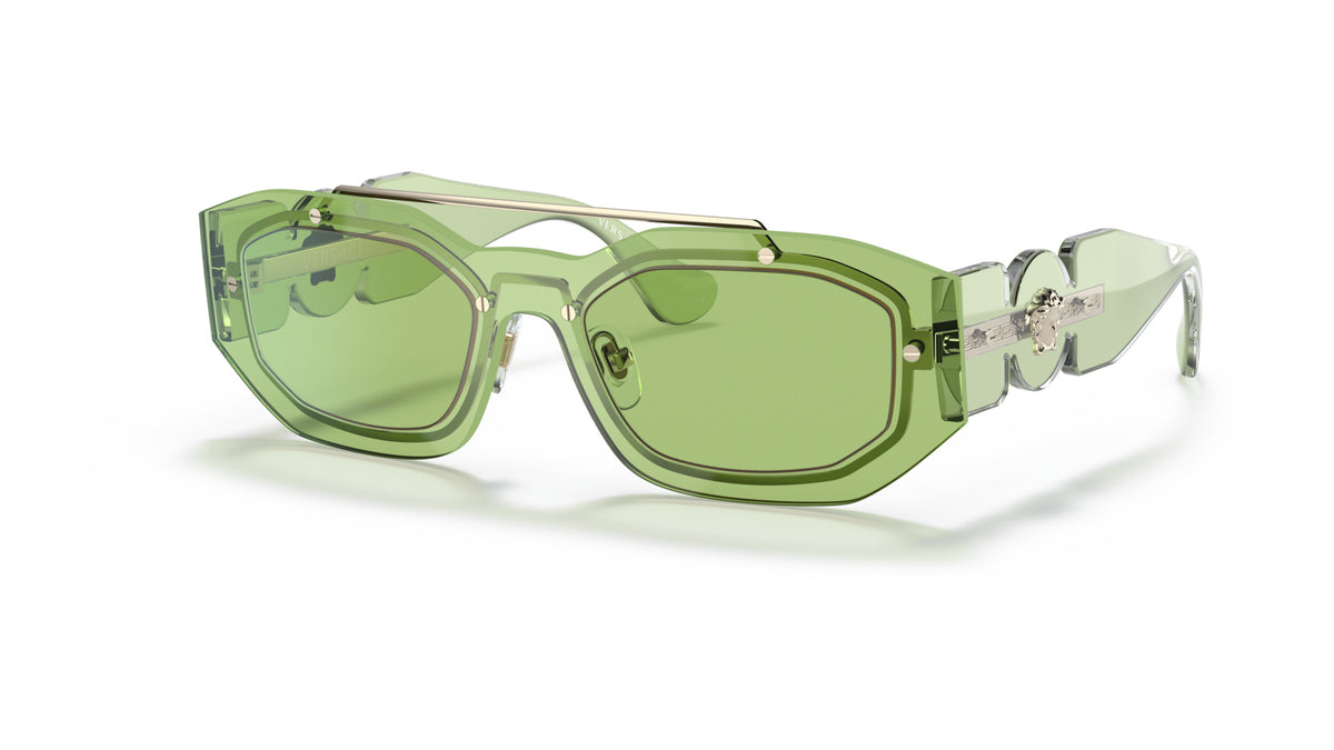 Lunettes de soleil Versace VE2235 1252/2 – Transparent Vert clair – vue de trois quarts.