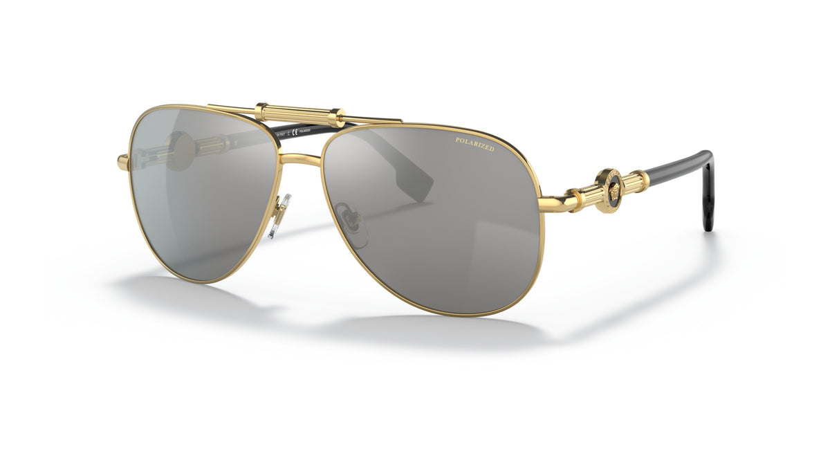 Lunettes de soleil Versace VE2236 1002Z3 – Or – vue de trois quarts.