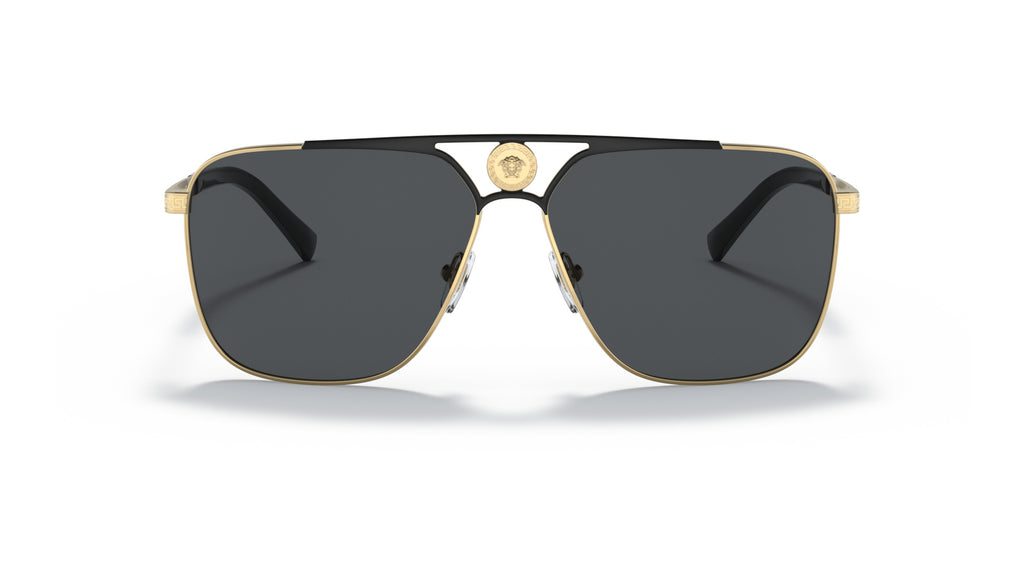 Lunettes de soleil Versace VE2238 143687 – Or/Noir mat – vue de face.