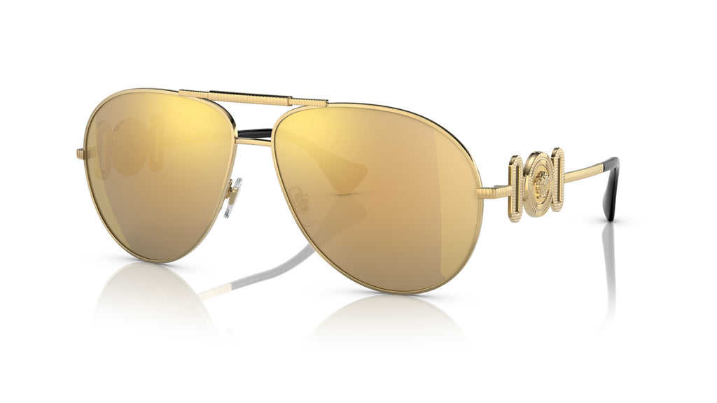 Lunettes de soleil Versace VE2249 10027P – Or – vue de trois quarts.