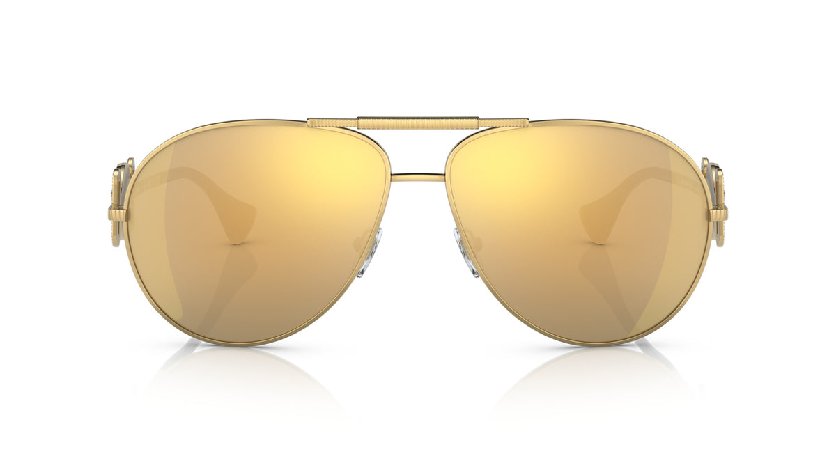 Lunettes de soleil Versace VE2249 10027P – Or – vue de face.