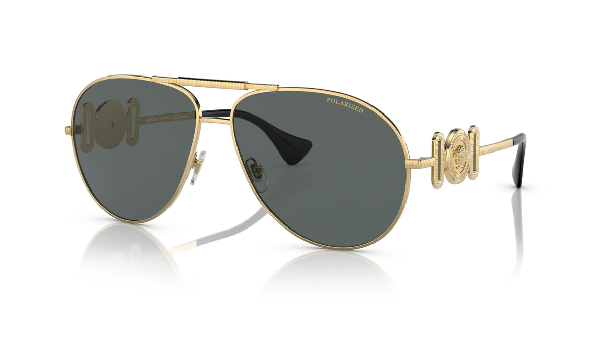Lunettes de soleil Versace VE2249 100281 – Or – vue de trois quarts.