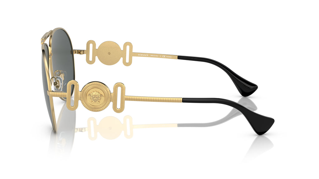 Lunettes de soleil Versace VE2249 100281 – Or – vue de profil.