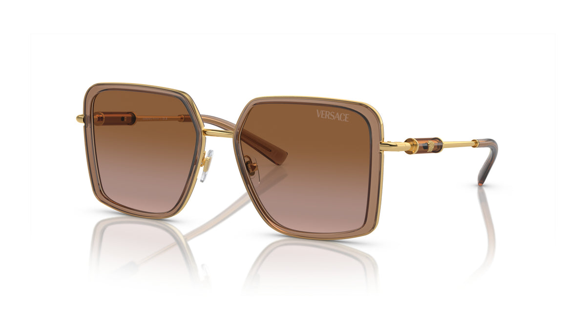 Lunettes de soleil Versace VE2261 100213 – Marron transparent – vue de trois quarts.