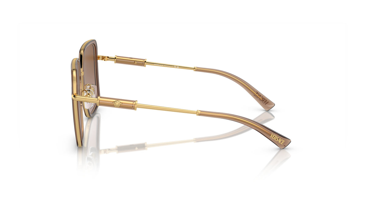 Lunettes de soleil Versace VE2261 100213 – Marron transparent – vue de profil.